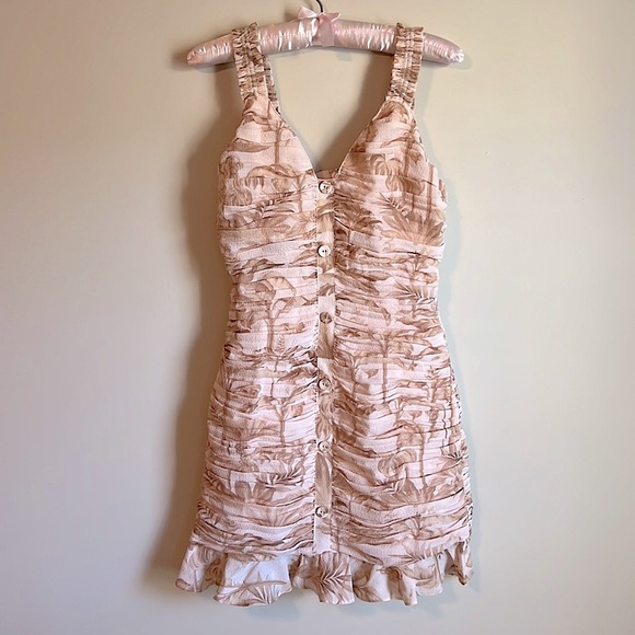Ted Baker London Dresses & Skirts - NWT Ted Baker RROSIEE Pink Nature Print Ruched Mini Dress